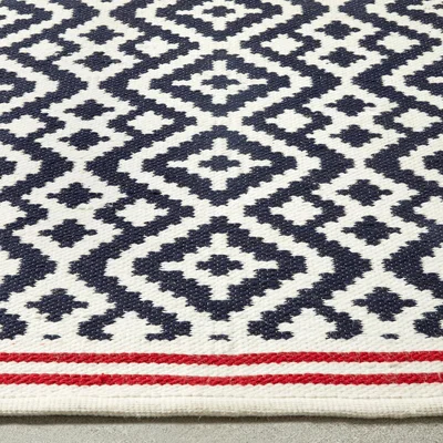 The Rug Seller Aztec Geometric Outdoor Rugs in Navy Blue Red120x170cm