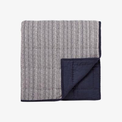 The Rug Seller Kateri Quilted Stripe Cotton Throw in Midnight Blue&nbsp;150x200cm