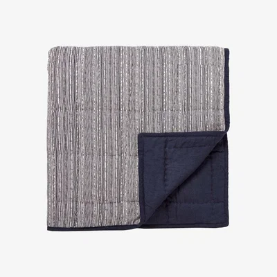The Rug Seller Kateri Quilted Stripe Cotton Throw in Midnight Blue&nbsp;150x200cm