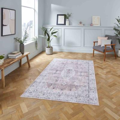 The Rug Seller Tabriz H1156 Traditional Distressed Medallion Rugs in Rose150x230cm