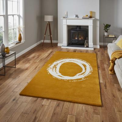 The Rug Seller Elements EL1095 Hand Made Wool Rugs in Ochre yellow