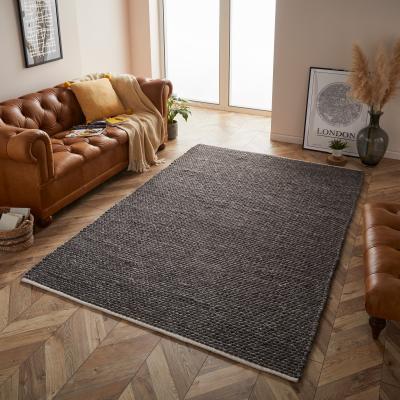 The Rug Seller Savannah Wool Rug in Charcoal Grey
