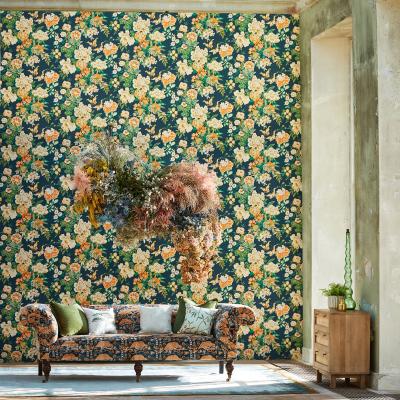 The Rug Seller Emperor Peony Wallpaper 217120 by Sanderson in Midnight Apricot&nbsp;Roll
