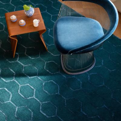 The Rug Seller Gio Geometric Wool Rugs 39107 by Wedgwood in Teal Green