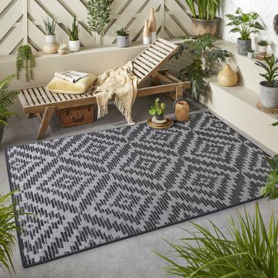 The Rug Seller Monaco Geo Indoor Outdoor Geometric Rugs in Charcoal Grey