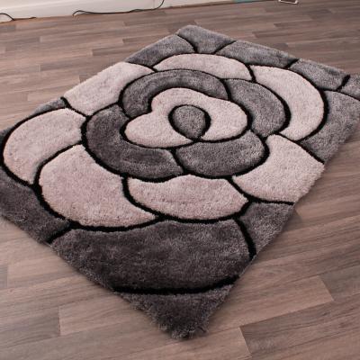 The Rug Seller 3D Rose Rugs in Charcoal