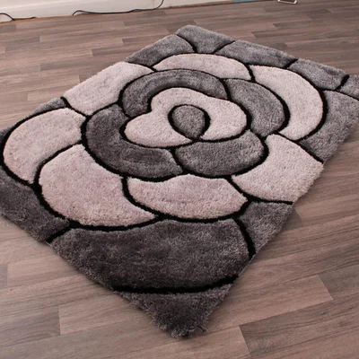 The Rug Seller 3D Rose Rugs in Charcoal