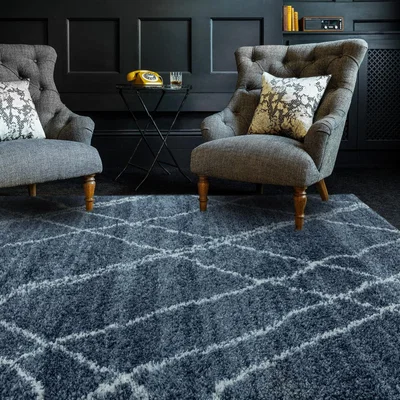 The Rug Seller Alto Moroccan Boho Scandi Rugs in AL01 Blue Cream