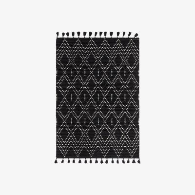 The Rug Seller Nepal Boho Diamond Berber Wool Rugs in Black Cream&nbsp;120x170cm