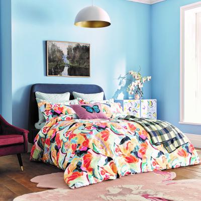 The Rug Seller Abstract Art Floral Bedding Duvet Cover and Pillowcase by Ted Baker in Pale Blue&nbsp;74x48cm