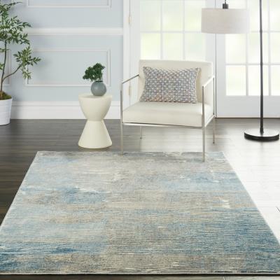 The Rug Seller Solace Designer Print Rugs SLA01 in Ivory Grey Blue by Nourison&nbsp;160x221cm