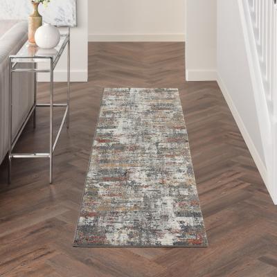 The Rug Seller Tangra TNR02 Runner Rug by Nourison in Grey Multicolour67x232cm