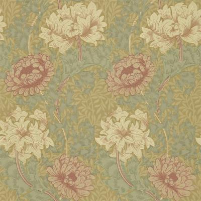 The Rug Seller Chrysanthemum Wallpaper 216860 by Morris & Co in Pink Yellow GreenRoll