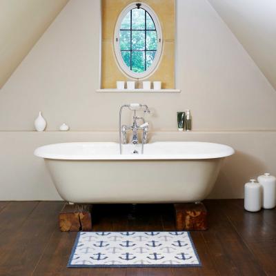 The Rug Seller Bathroom Anchor Mats in Blue by Turtlemat&nbsp;60x85cm