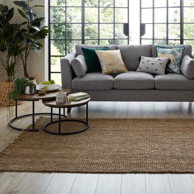 The Rug Seller Sarita Jute Boucle Fringe Rugs in Natural