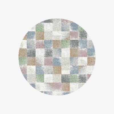 The Rug Seller Mehari 23245 6464 Checkered Shaggy Circle Rugs in Multi Pastels