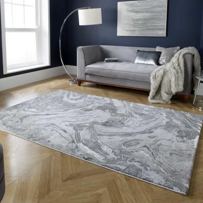 The Rug Seller Eris Marbled Modern Abstract Rugs in Silver Grey