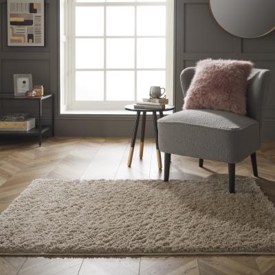 The Rug Seller Larissa Washable Plain Shaggy Rug in Stone Grey100x150cm