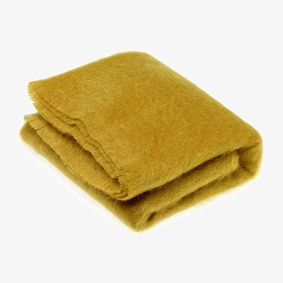 The Rug Seller Moseley Mohair Plain Throw by LuxeTapi in Burnt Gold135x190cm