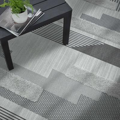 The Rug Seller Monty Geometric Outdoor Rugs in MN05 Black Grey