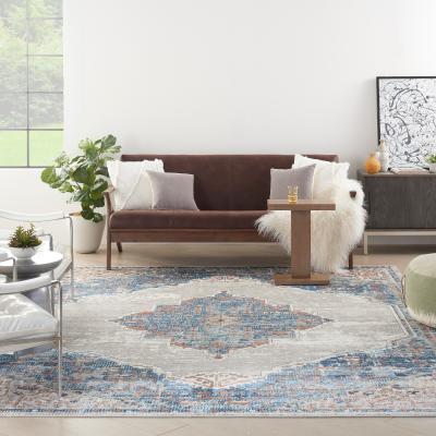 The Rug Seller Quarry Traditional Rugs QUA12 in Grey Blue by Nourison