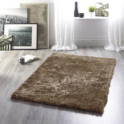 The Rug Seller Shimmer Shaggy Lustrous Rugs in Mushroom&nbsp;160x230cm