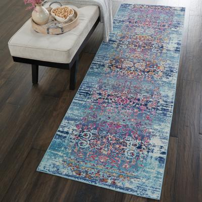 The Rug Seller Vintage Kashan Runners VKA02 by Nourison in Blue&nbsp;61x122cm