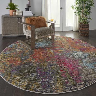 The Rug Seller Celestial Abstarct Circle Rugs CES14 in Sunset by Nourison