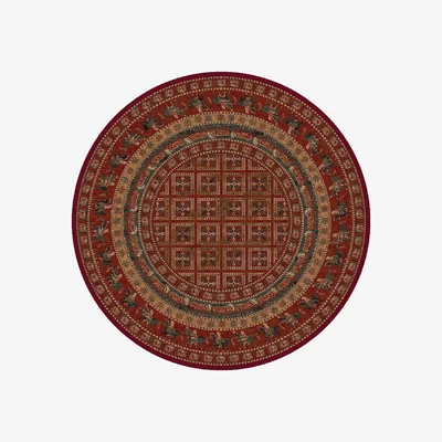 The Rug Seller Kashqai Traditional Persian Circle Rugs 4301 300 in Red&nbsp;160x160cm