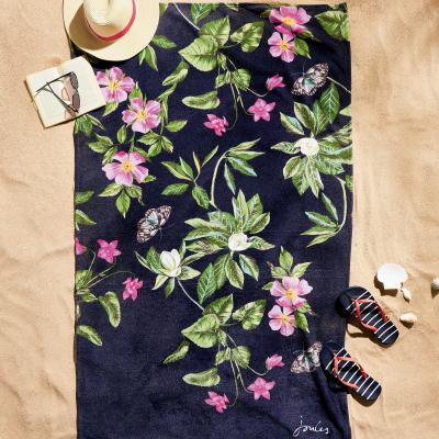 The Rug Seller Botanical Floral Beach Towel by Joules in Navy Blue90x160cm