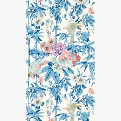 The Rug Seller Bamboo & Birds Wallpaper 217129 by Sanderson in China Blue Lotus Pink&nbsp;Roll