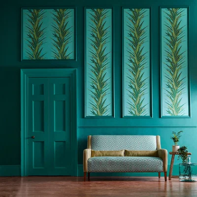 The Rug Seller Yucca Wallpaper 216648 by Sanderson in Sky Green&nbsp;Roll