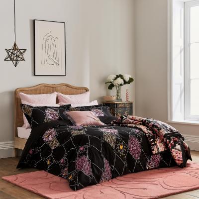 The Rug Seller Diamonds Floral Bedding Duvet Cover and Pillowcase by Ted Baker in Black&nbsp;260x220cm
