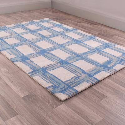 The Rug Seller Fusion Crete Grid Wool Rugs in Blue&nbsp;160x230cm