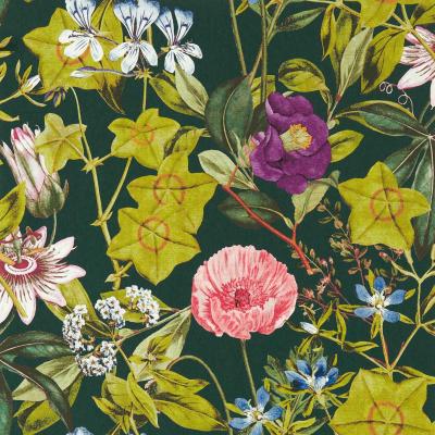 The Rug Seller Passiflora Wallpaper W0143 02 by Clarke and Clarke in Emerald Green&nbsp;Roll