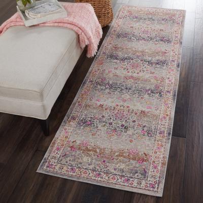 The Rug Seller Vintage Kashan Runners VKA01 by Nourison in Grey&nbsp;61x122cm