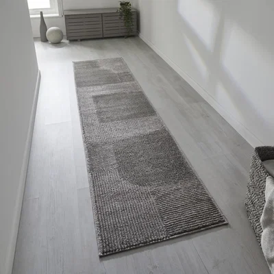 The Rug Seller Manhattan 8120 W Runner Rugs in Plain Geometric Grey&nbsp;60x230cm