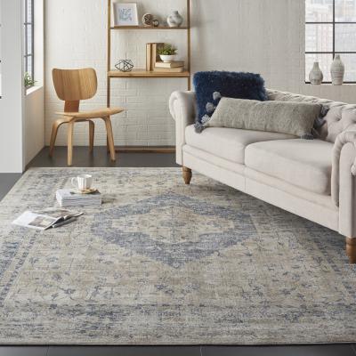 The Rug Seller Malta Rugs MAI11 by Kathy Ireland in Ivory and Blue