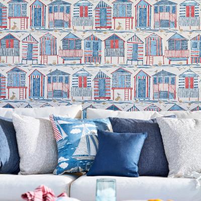 The Rug Seller Beach Huts Wallpaper 216559 by Sanderson in Nautical BlueRoll