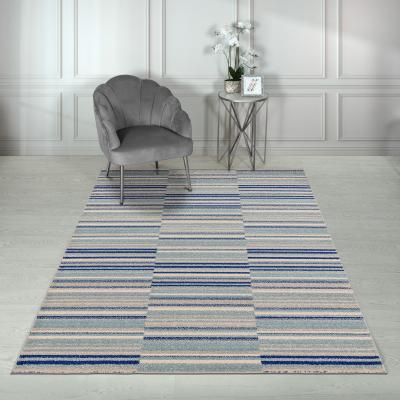 The Rug Seller Muse MU05 Geometric Striped Woven Rugs in Blue Multi