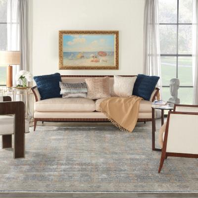 The Rug Seller Starry Nights Traditional Medallion Rug STN08 in Light Blue&nbsp;300x381cm