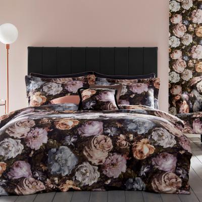 The Rug Seller Floretta Floral Rose Bedding Duvet Cover and Pillowcase By Clarke And Clarke in Charcoal Grey&nbsp;220x230cm