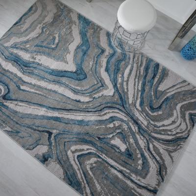 The Rug Seller Zoe 2063 L Rugs in Marble Blue Grey&nbsp;80x150cm