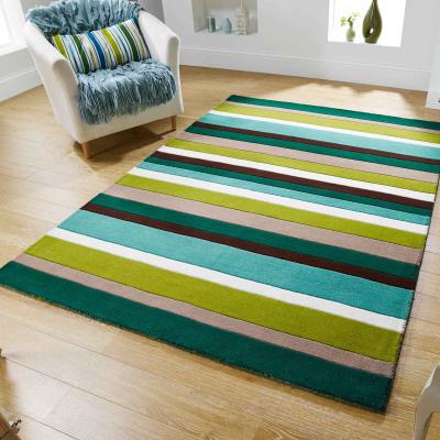 The Rug Seller Jazz Stripes Wool Rugs in Green