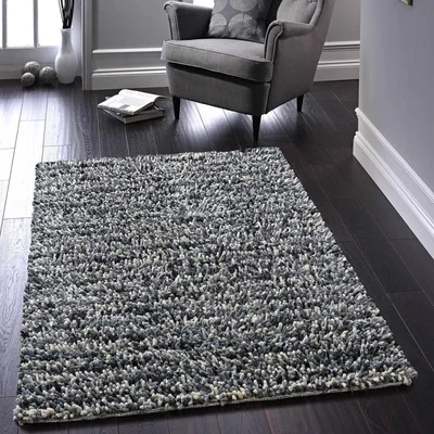 The Rug Seller Rocks Shaggy Wool Rugs in Grey