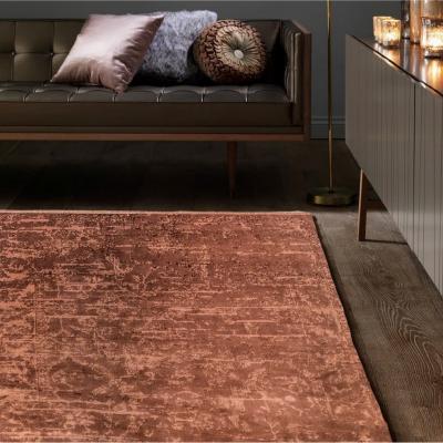 The Rug Seller Zehraya Abstract Persian Distressed Rugs in ZE05 Rust Orange