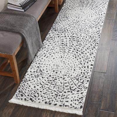 The Rug Seller Kamala Hallway Runners DS502 by Nourison in White and Black66x229cm