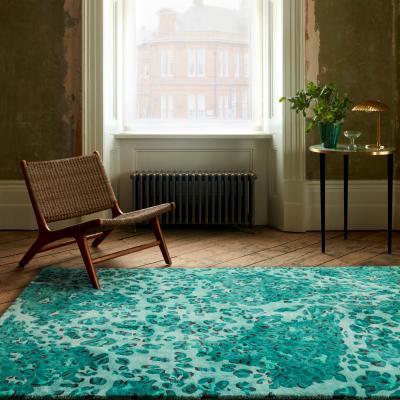 The Rug Seller Leopard Love Wool Rugs By Designer Matthew Williamson in Green