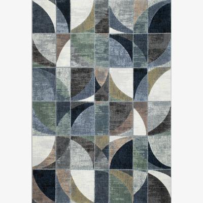 The Rug Seller Galleria Modern Geometric Carved rugs 63650 6656 in Blue&nbsp;80x150cm