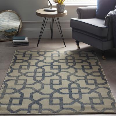 The Rug Seller Avanti Geometric Modern Rug in Blue and Cream